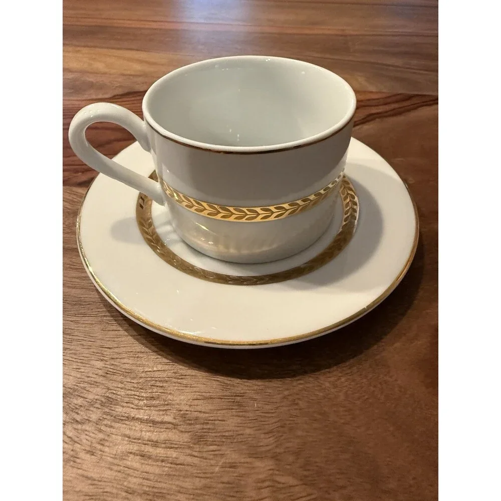 Retroneu Imperial Gold Collection Flat Cup & Saucer Set (2)